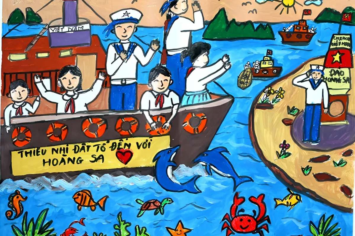 Vẽ tranh đơn giản và ý nghĩa em yêu biển đảo Việt Nam đơn giản, ý nghĩa cho học sinh