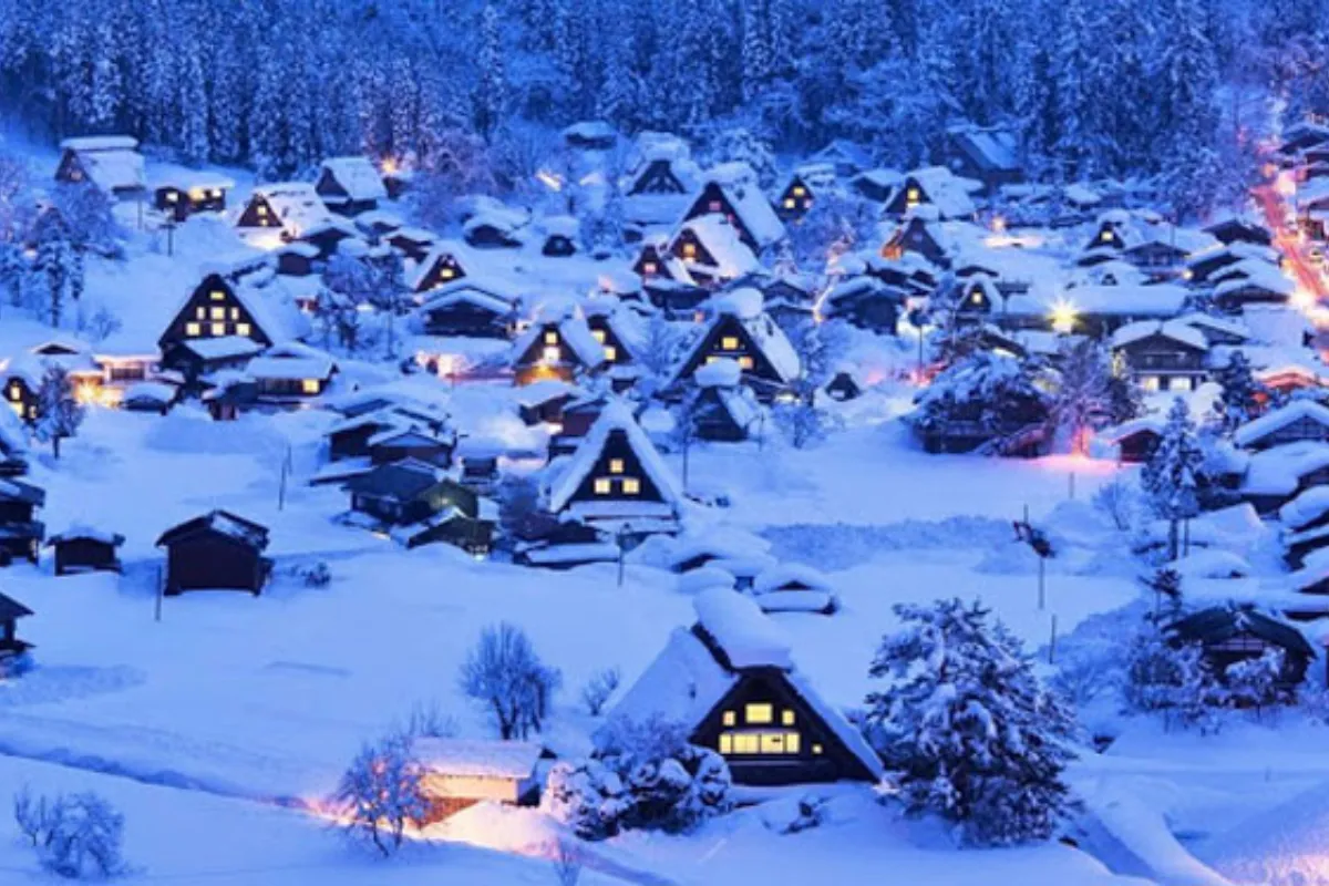 Phong Cảnh Nhật Bản mùa đông – Không gian bao phủ bởi tuyết trắng