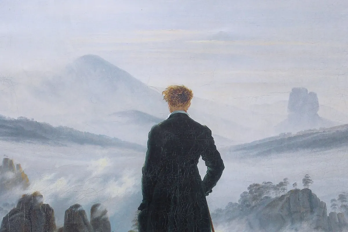 Tranh Phong Cảnh Thiên Nhiên WANDERER ABOVE THE SEA OF FOG của họa sĩ Caspar David Friedrich