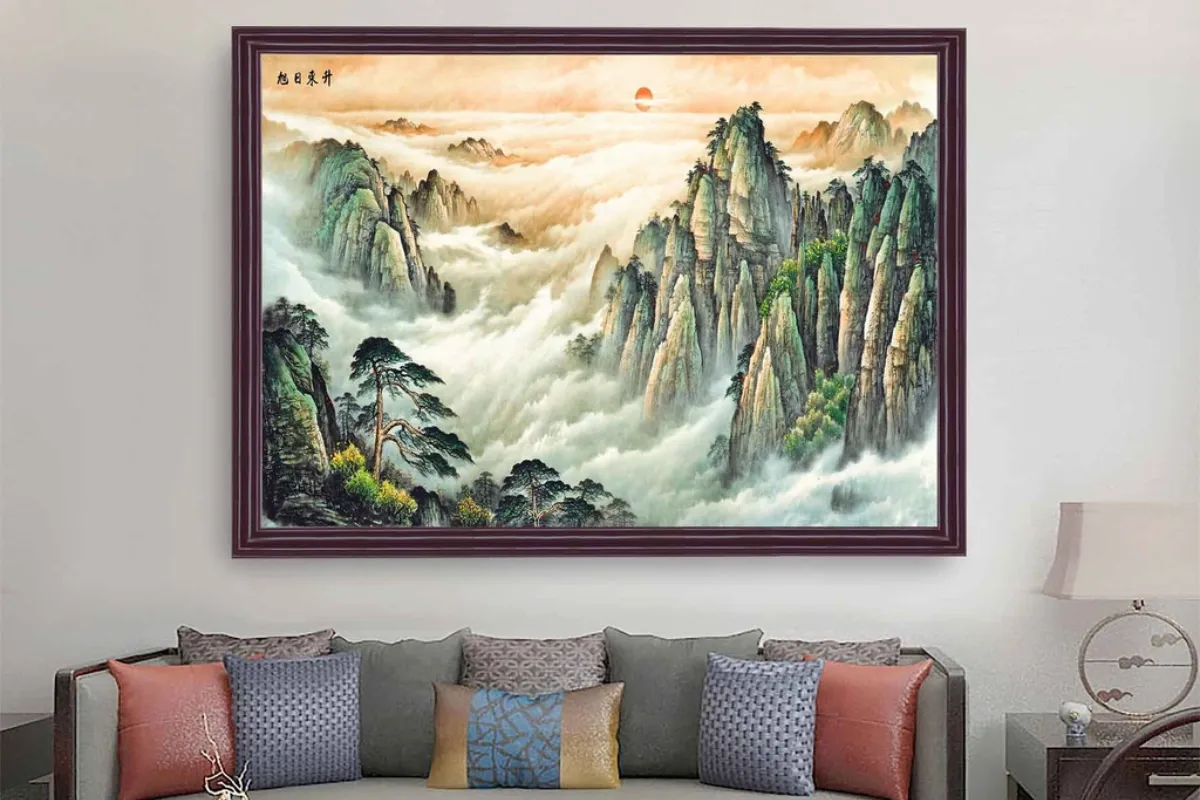 Treo tranh Phong Cảnh núi rừng ở phòng khách