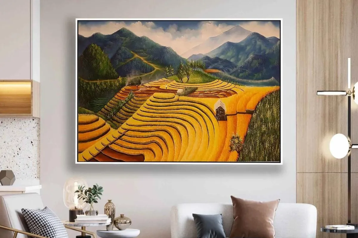 Tranh ruộng bậc thang – Bức tranh phong cảnh Việt Nam tuyệt đẹp