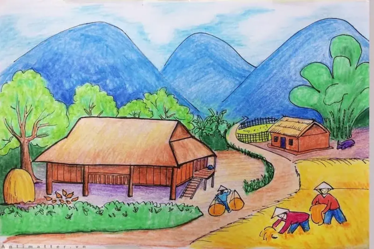 Vẽ tranh Phong Cảnh quê hương đẹp