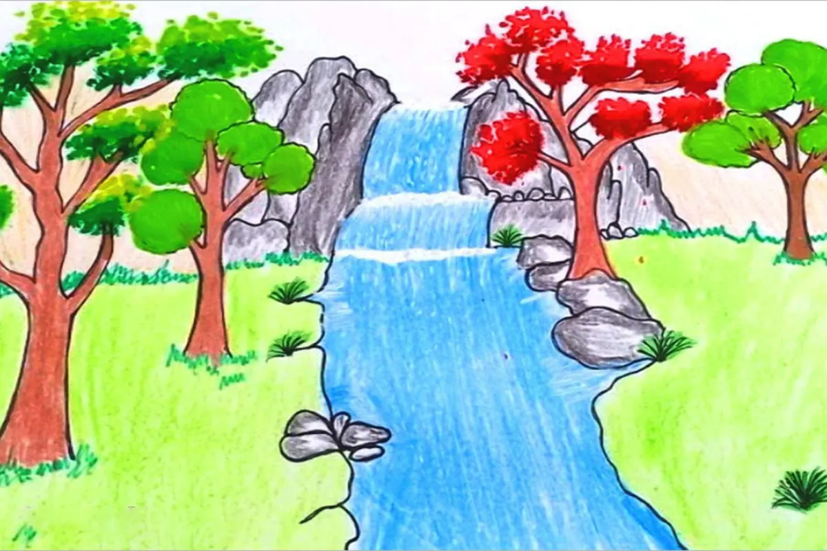 Một số mẫu tranh vẽ Phong Cảnh cho học sinh lớp 6 đơn giản dễ vẽ