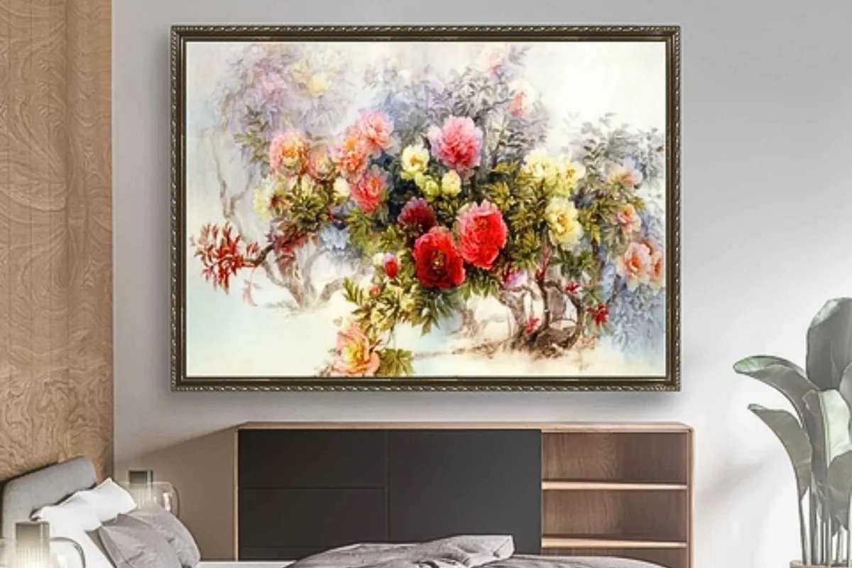 Tranh vẽ Cánh Đồng Hoa treo phòng ngủ